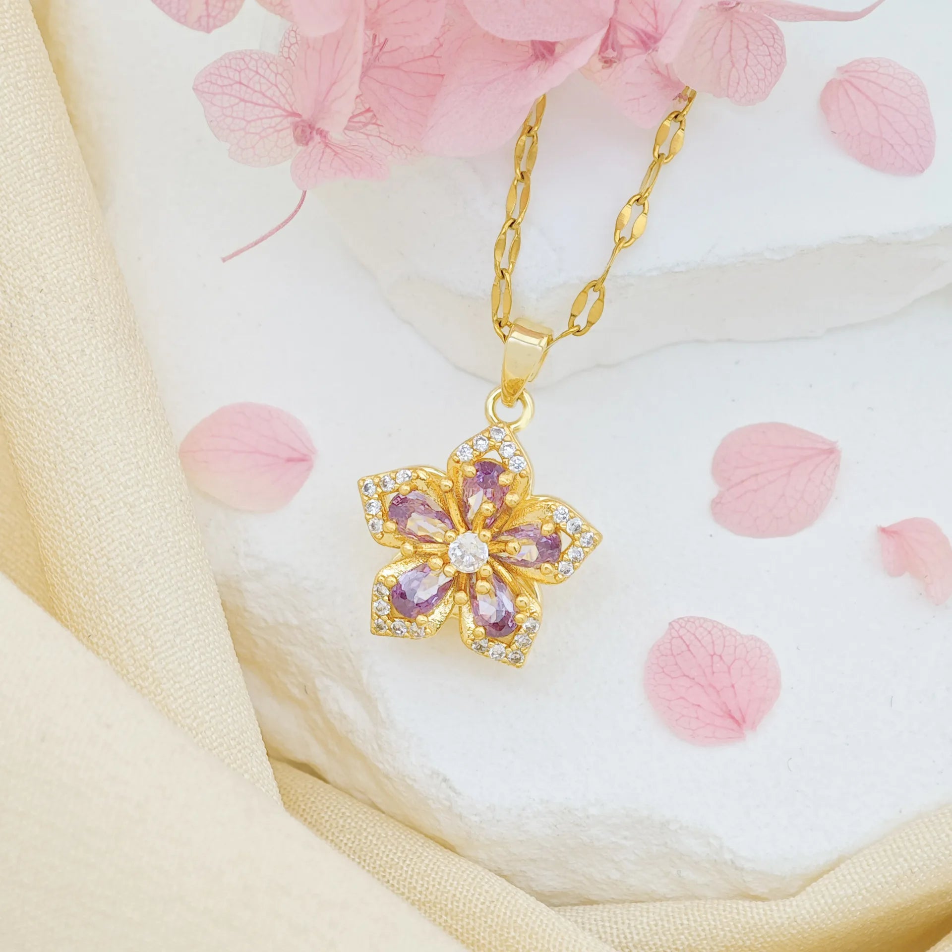 Romantic Dainty Gold Plated Flower