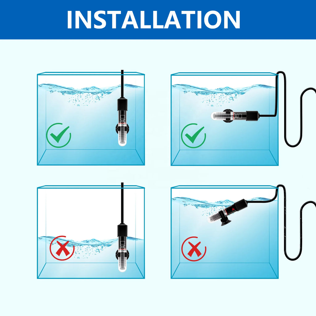 FREESEA 25W Submersible Heater for Aquariums Preset Temperature 1-5