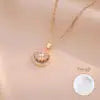 US Local Stock Creativity Rotating Pendant Four Leaf Clover Flower Zircon Necklace Women Fashion Unique Sparkling Light Luxury