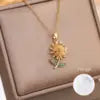 US Local Stock Creativity Rotating Pendant Four Leaf Clover Flower Zircon Necklace Women Fashion Unique Sparkling Light Luxury