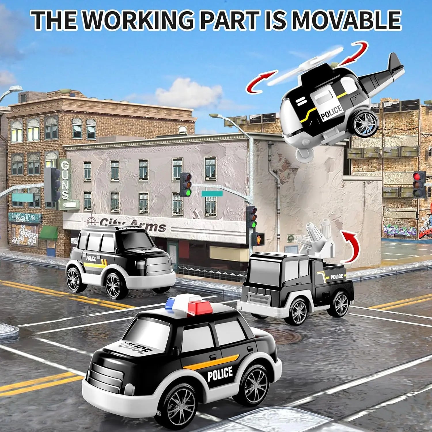 5-in-1 Engineering Vehicle, Lighting and Music Transport Vehicle, Inertia Fire Truck, Container Car, Children's Toy