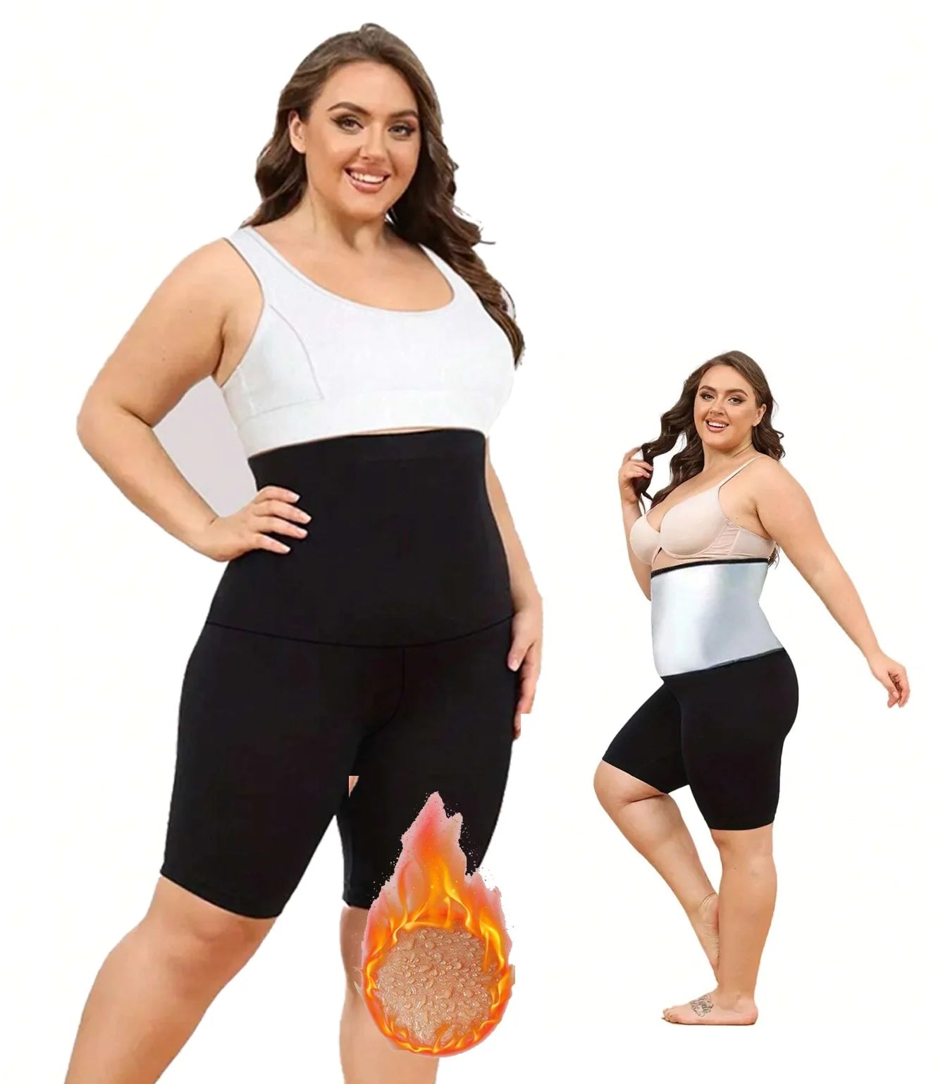 Plus Size Sauna Yoga Pants High-Waist Hot Yoga Shorts Sweating Shapewear Spandex Shorts
