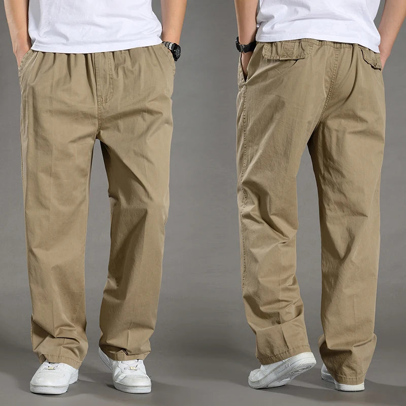 Men's Cargo Pants Cotton Black Work Pants Summer