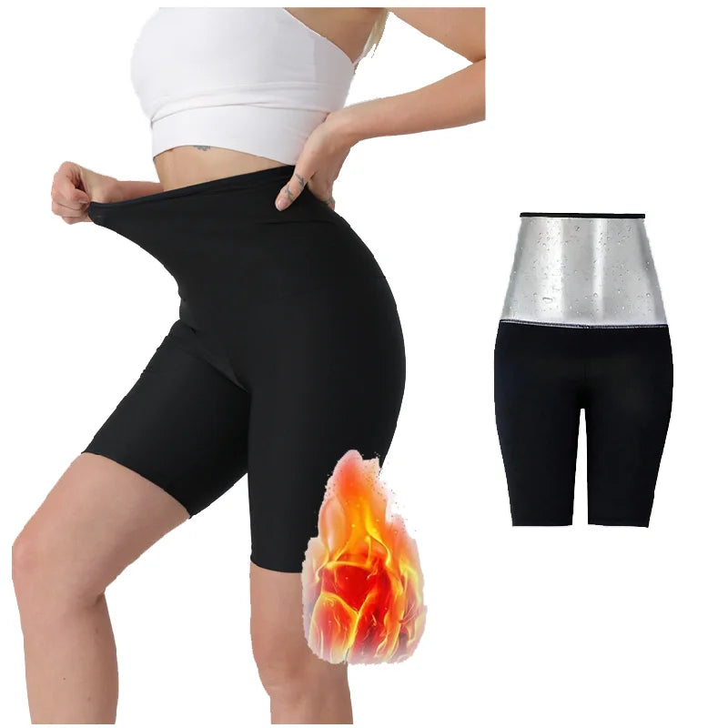 Plus Size Sauna Yoga Pants High-Waist Hot Yoga Shorts Sweating Shapewear Spandex Shorts