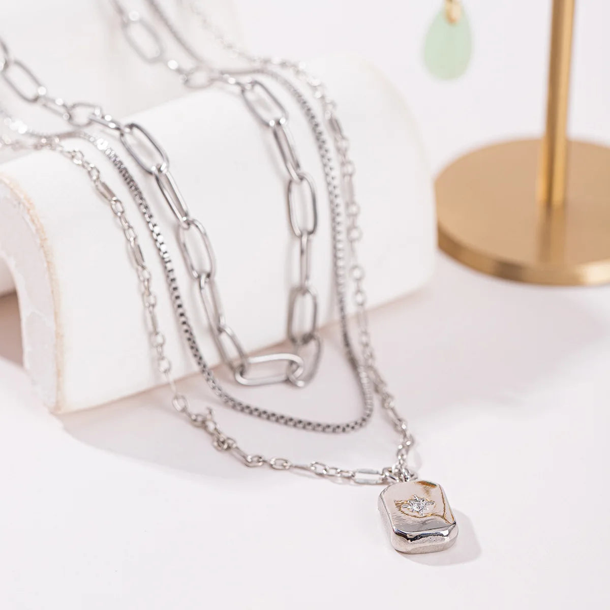 Geometric Multi-Layer Stacked Women's