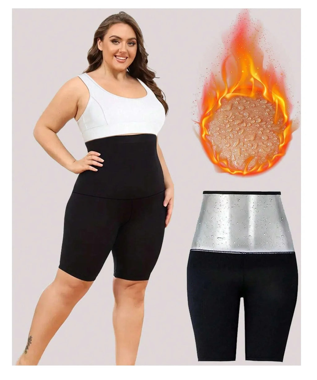 Plus Size Sauna Yoga Pants High-Waist Hot Yoga Shorts Sweating Shapewear Spandex Shorts