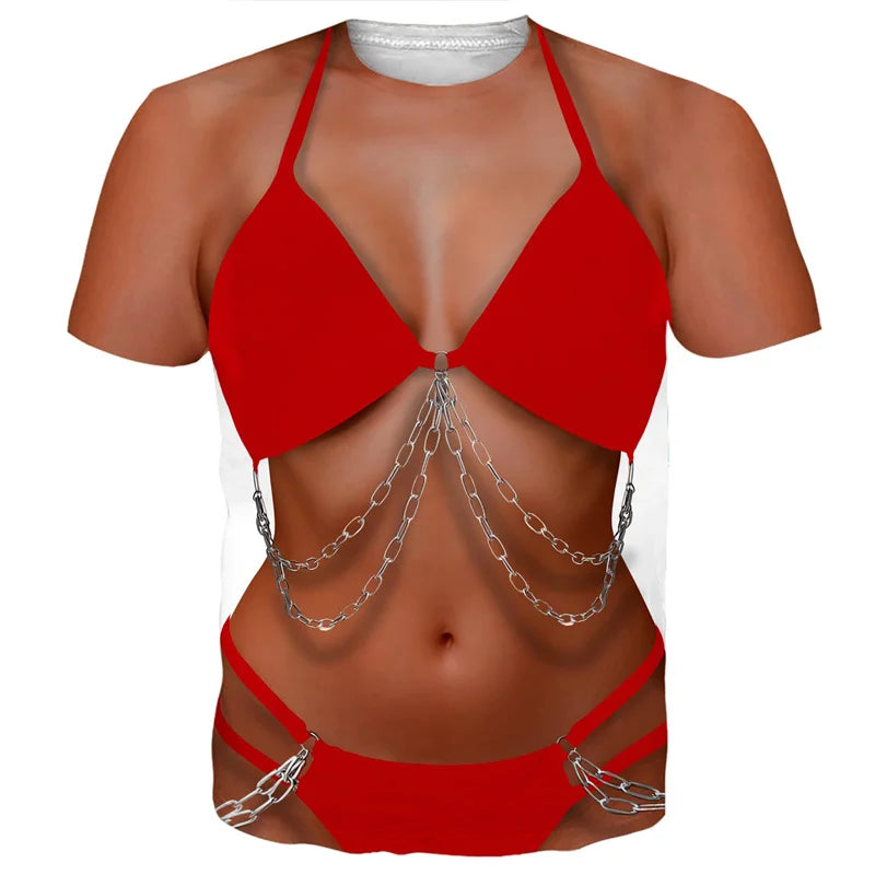 Funny Bikini Graphic T Shirts For Men 3d