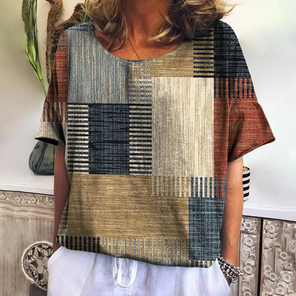 Summer Plaid T Shirt For Women