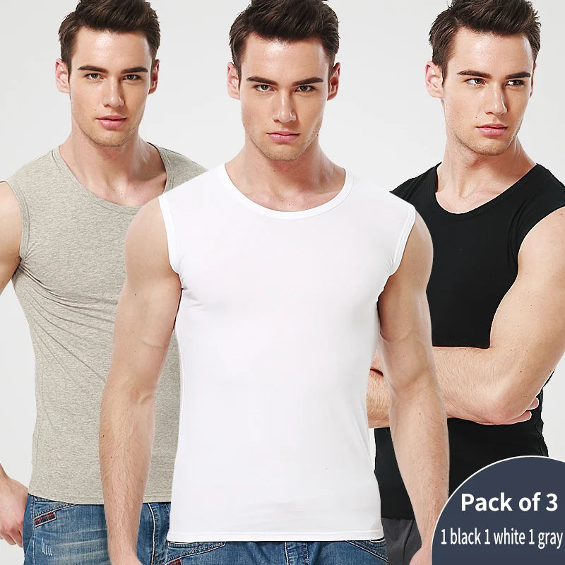 1/3 Piece Men's Wide-shouldered Cotton Vest Youth Sports Fitness Basketball Football