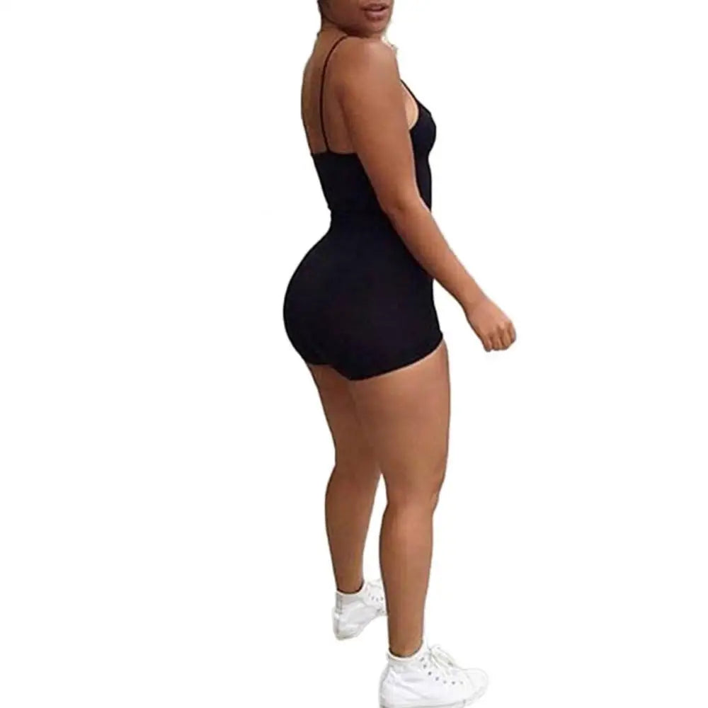 Shorts Jumpsuit Bodysuit Spaghetti Straps Women Sleeveless Sexy Bodycon Sports