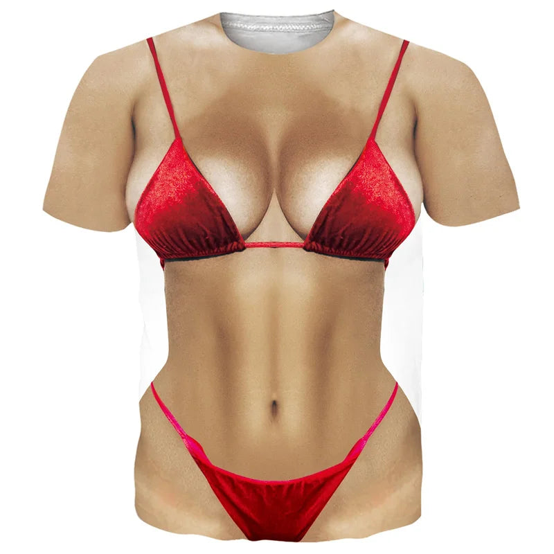 Funny Bikini Graphic T Shirts For Men 3d