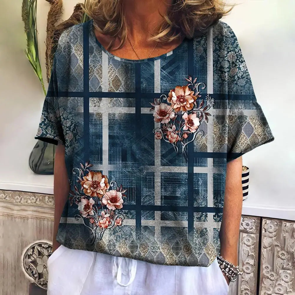Summer Plaid T Shirt For Women