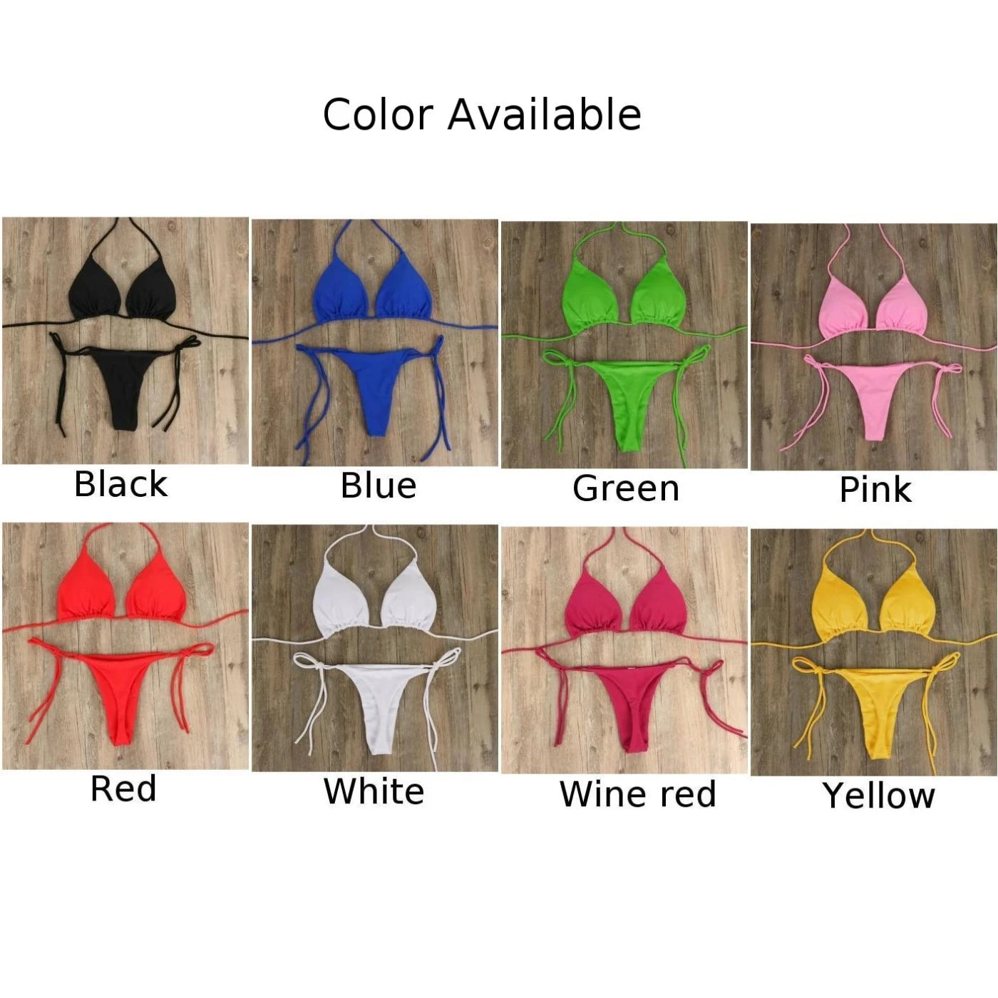 Women Tie Sexy Thong Bikini Set Side Swimsuit Bandage Style Brazilian