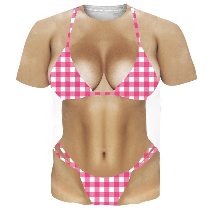 Funny Bikini Graphic T Shirts For Men 3d