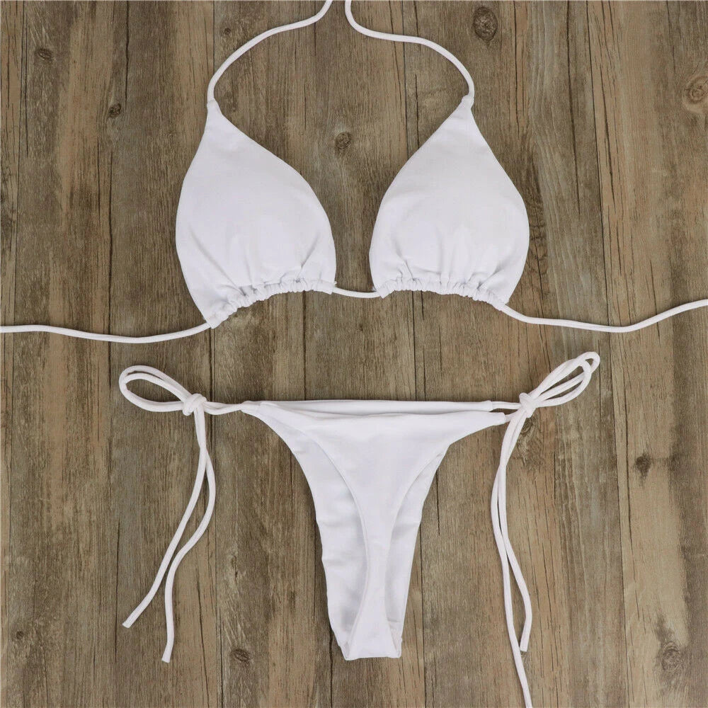 Women Tie Sexy Thong Bikini Set Side Swimsuit Bandage Style Brazilian