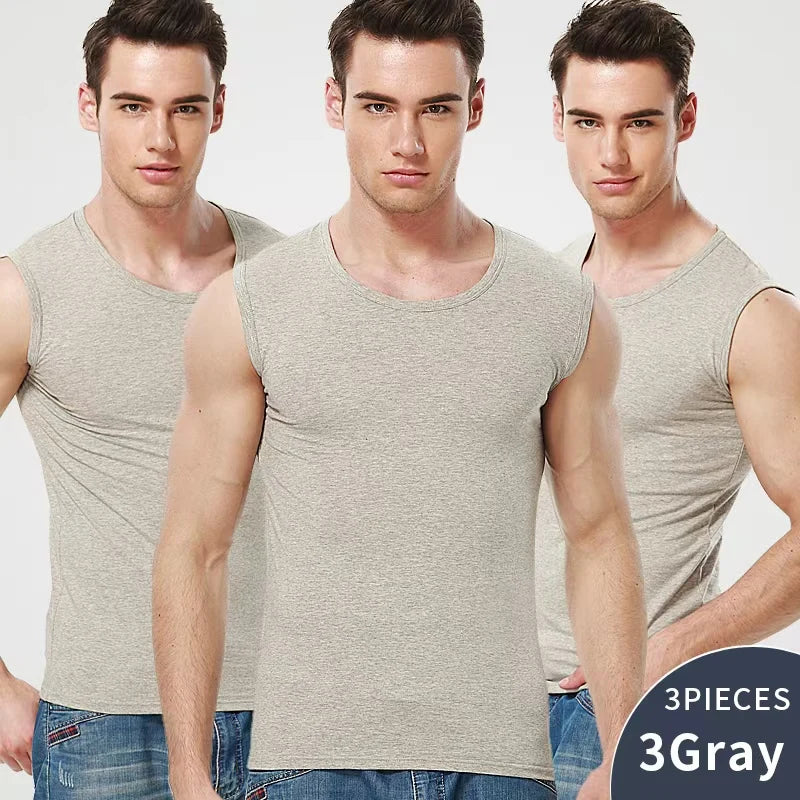 1/3 Piece Men's Wide-shouldered Cotton Vest Youth Sports Fitness Basketball Football