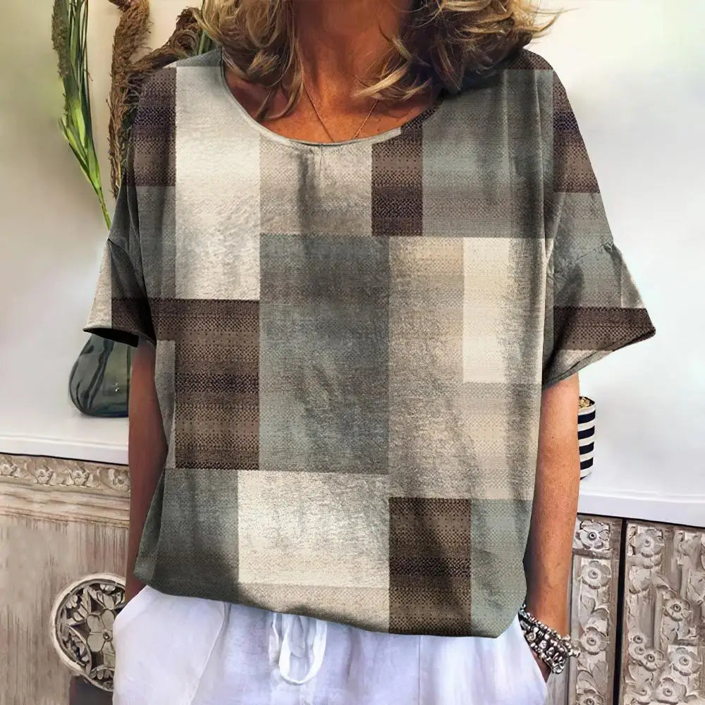 Summer Plaid T Shirt For Women