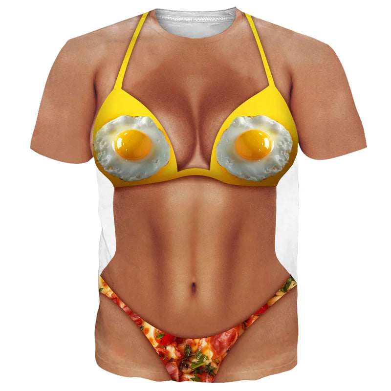 Funny Bikini Graphic T Shirts For Men 3d