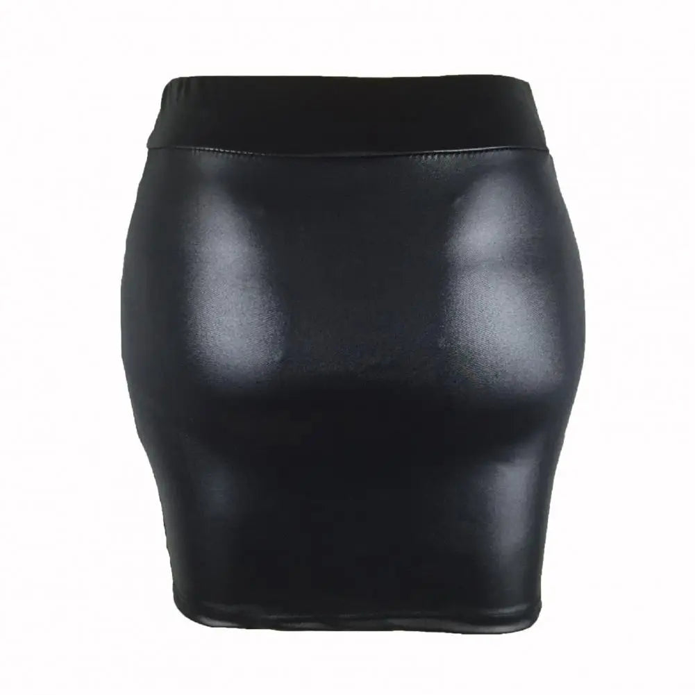 Skinny Matte Faux Leather Mini Skirts Women