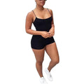 Shorts Jumpsuit Bodysuit Spaghetti Straps Women Sleeveless Sexy Bodycon Sports